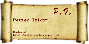 Petter Izidor névjegykártya
